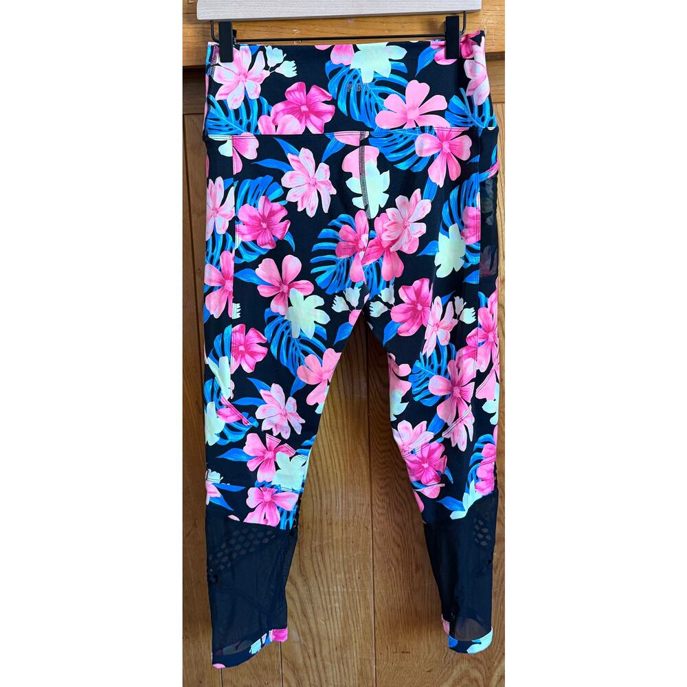 PINK Victoria's Secret Tropical Floral Mesh Leggings  L - Picture 9 of 12